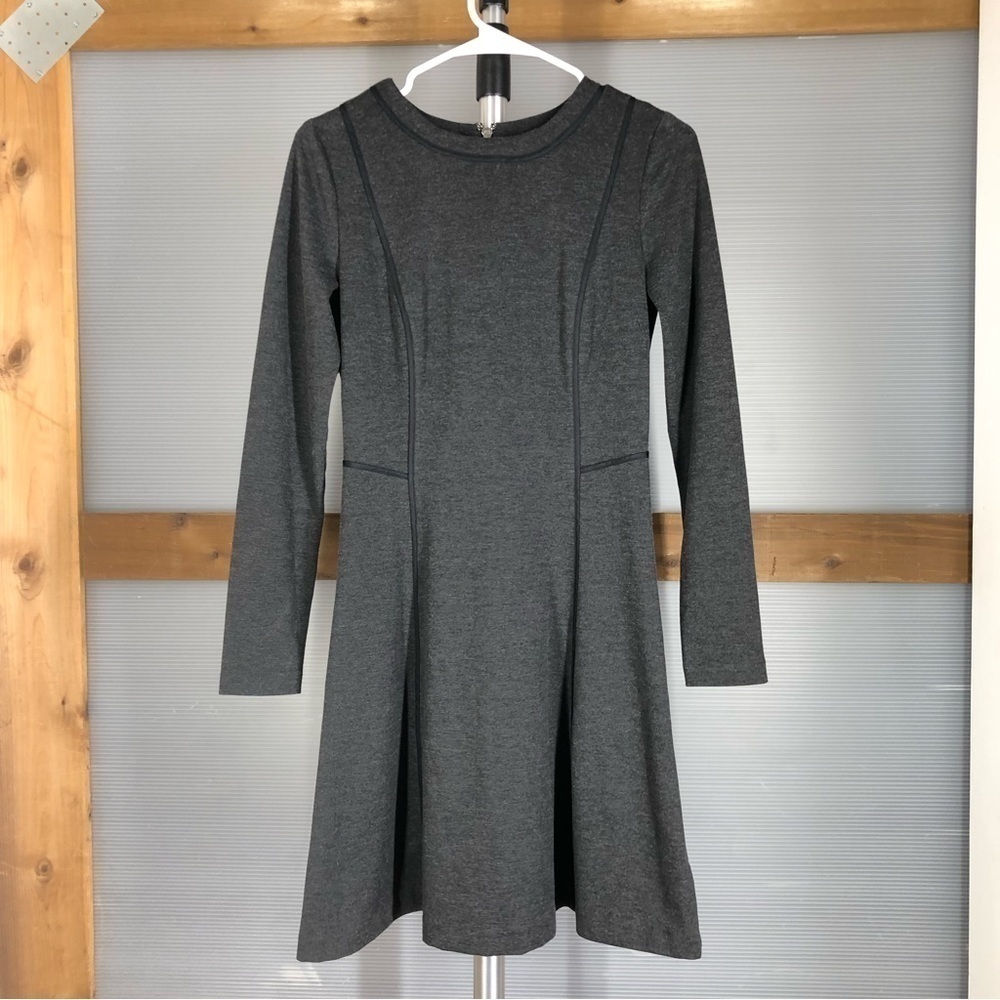 MICHAEL MICHAEL KORS Grey & Black Piping Long Sleeve A-Line Dress Sz 2